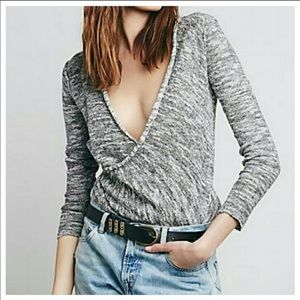 Free People Gotham Faux Wrap Sweater M New